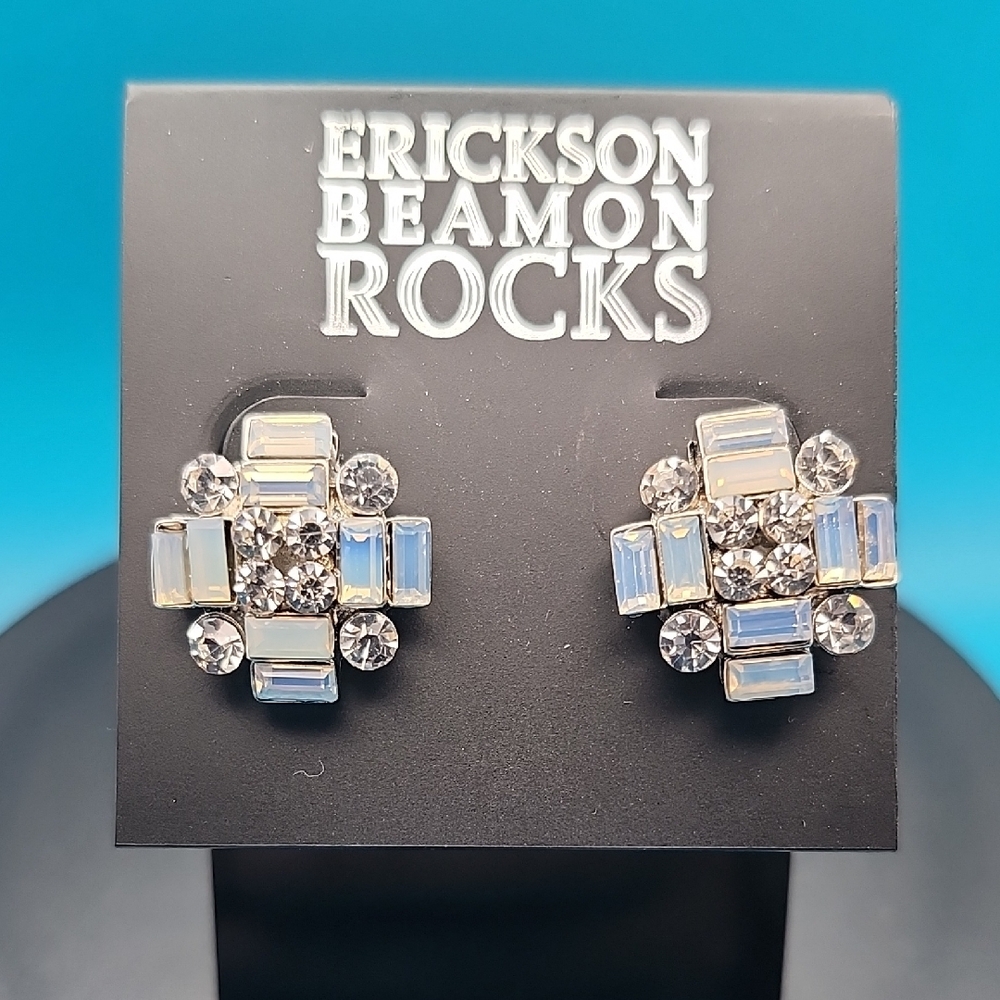 Erickson Beamon Silver White Crystal Earrings